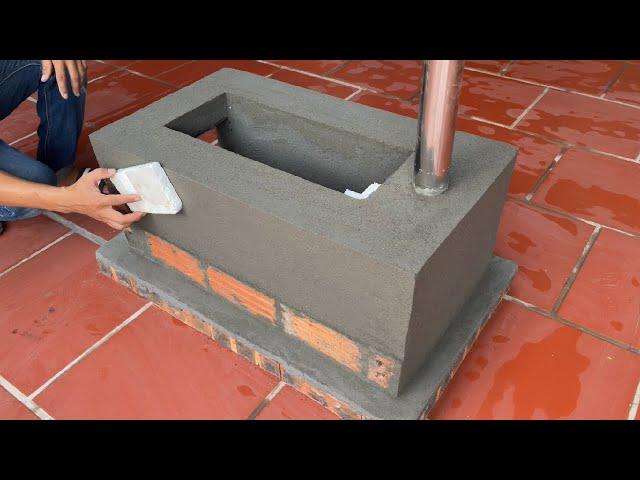 Amazing idea / Construction project from Cement and red brick / DIY outdoor wood stove 2 in 1