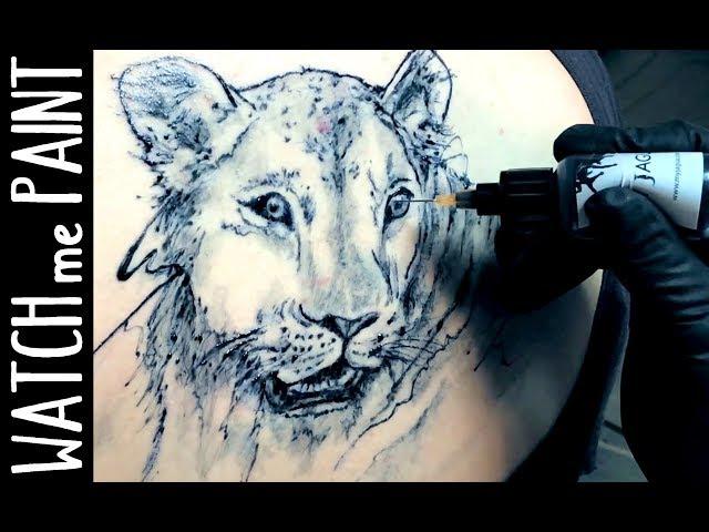 Abstract lion painting  - with shading - Löwe malen - temporary tattoo by zacher-finet