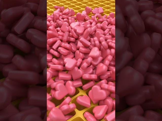 Into The Grid Heart Drop #valentinesday  #satisfying #hearts #3dloop #animation #drop