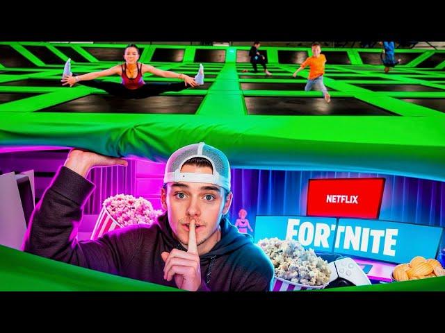 I Built a SECRET GAMING ROOM in a TRAMPOLINE PARK!