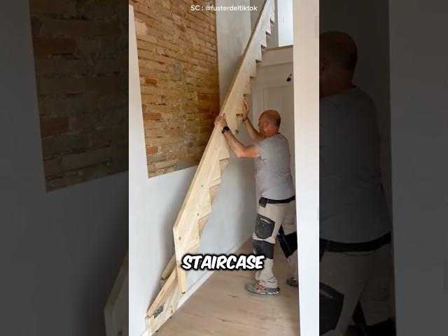 Man Designs Ingenious Foldable Stairs for His Home Renovation  #shorts #stairs #diy #diycrafts