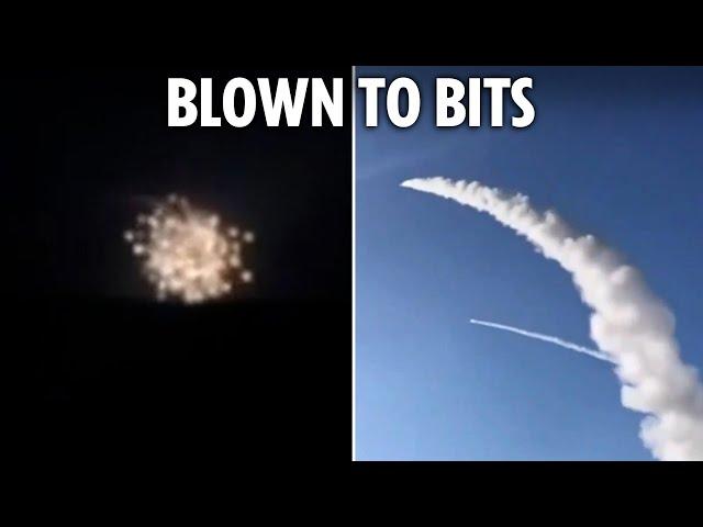 Watch moment explosions light up Ukraine's sky as anti-aircraft system shoots down Russian drones