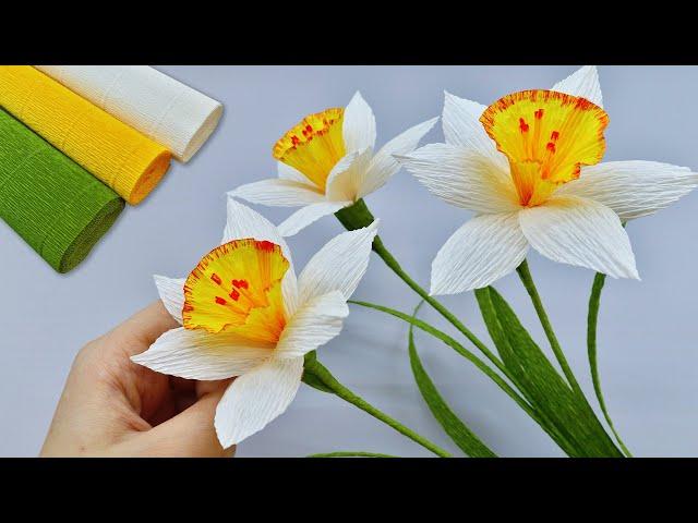Paper Flowers DIY. How to Make Crepe Paper Daffodils