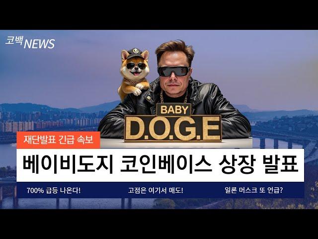 [베이비도지]BABY DOGE 드디어 진행되는 코인베이스 상장! 대형 고래들 매집 포착! 700% 급등 정보 공개합니니다!