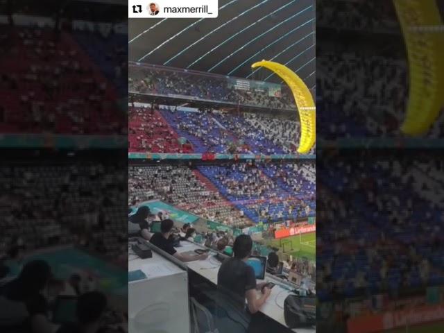 Euro 2020 protester narrowly avoids disaster in parachute stunt