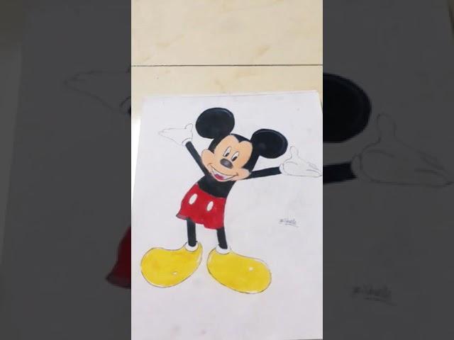 oil pastel mickey mouse drawing from yash arts