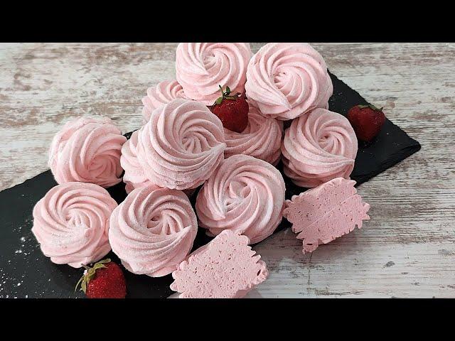 Less Sugar! delicious STRAWBERRY MARSHMALLOWS with a hand mixer! Without gelatin!