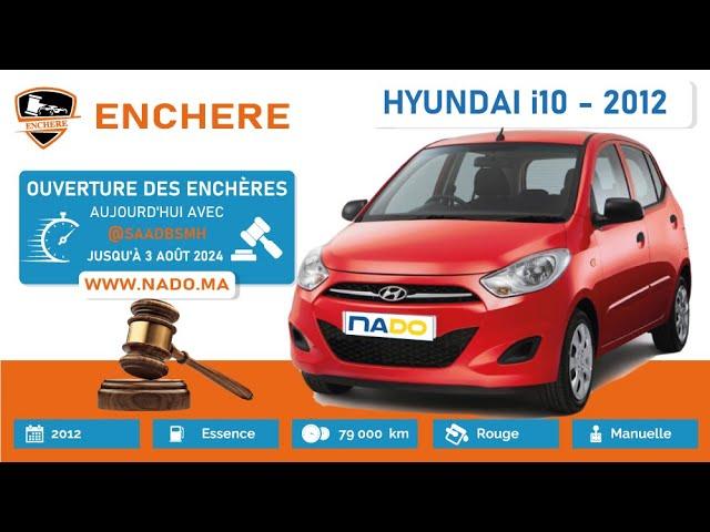 Hyundai i10 2012   | 79 000 Km | Essence |  Manuelle | Voitures d'occasion NADO.MA