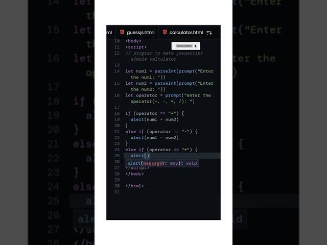 Javascript basic calculator  #shorts #javascript