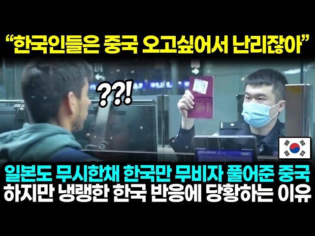 "한국인들은 중국 오고싶어서 난리잖아" 일본도 무시한채 한국만 무비자 풀어준 중국 하지만 냉랭한 한국 반응에 당황하는 이유 l 해외반응 한류