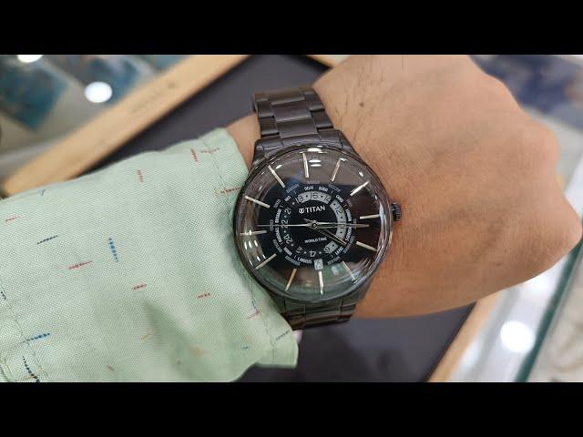 Titan Black Metal World Time Watch Review || navya watch gallery #navyawatchgallery