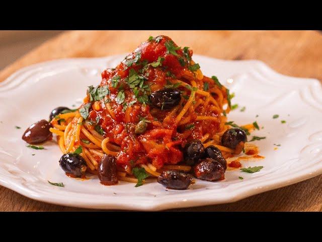 Authentic Italian Puttanesca Spaghetti