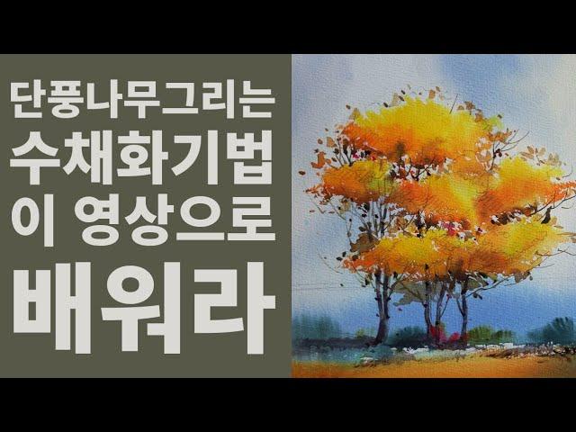 단풍나무그리는 수채화기법 이 영상으로 배워라 Learn the watercolor technique of drawing maples with this video.