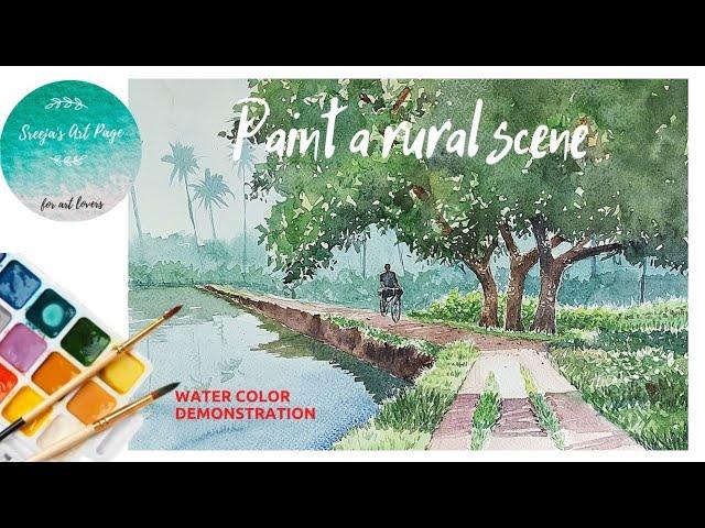 HOW TO PAINT A RURAL SCENE WITH WATERCOLOR | STEP BY STEP DEMONSTRATION