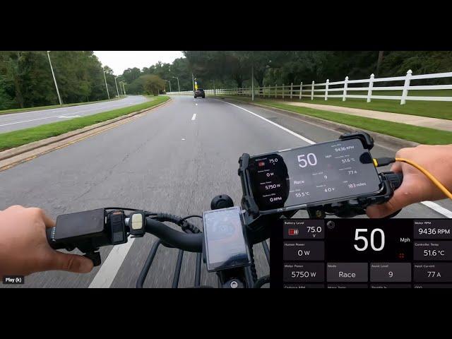 53 MPH Speed Run! 20S3P 74V JP40 Battery Pack on Aventon Bike with CYC X1 Pro Gen4!