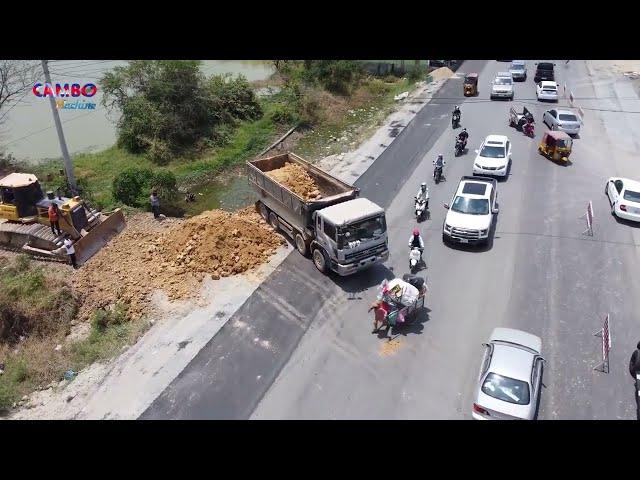 Full video Process Project LANDFILLing by Excellent skill Driver Dozer SHANTUi DH17C2 & Dump Trucks