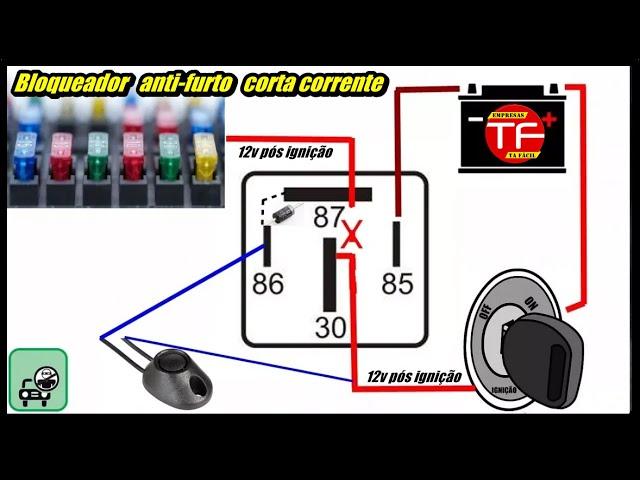 Como fazer corta corrente anti furto caseiro usando apenas um relé auxiliar