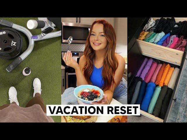 VACATION RESET! my cookbook is OUT, organizing gym clothes, grocery haul | Fitness Vlog