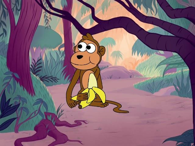 Animation: Monkey eating a banana