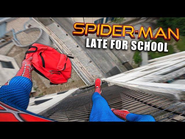 SPIDERMAN LATE FOR SCHOOL (Epic Parkour POV)