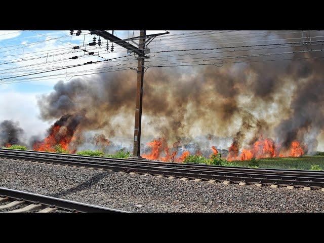 MASSIVE BRUSH FIRE Secaucus Fire Department Battles Multi Alarm Brush Fire Along NJ Turnpike 6-20-24