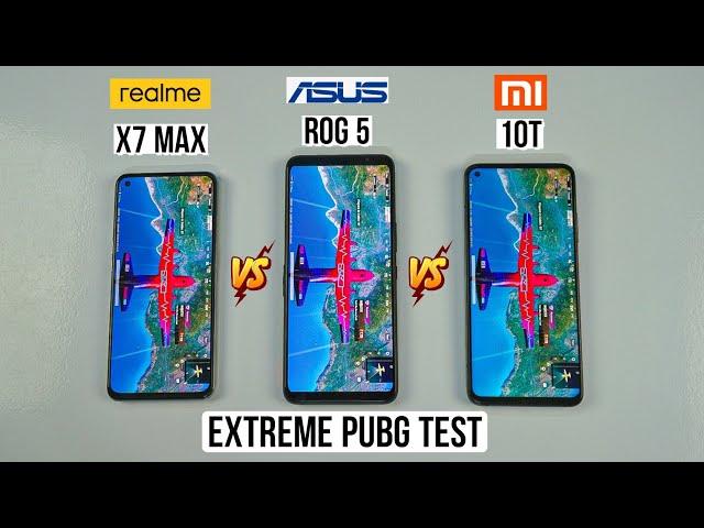 Realme X7 Max vs ASUS ROG 5 vs Mi 10T Extreme Pubg Test 