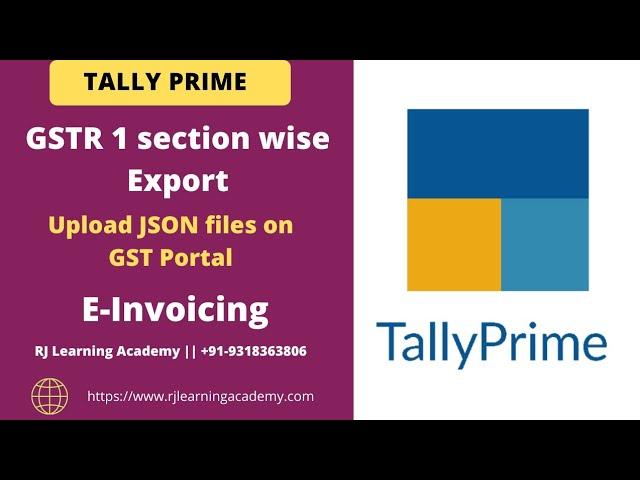 "How To Export GSTR1 Section- Wise In Tally Prime | E-Invoice In Tally Prime | Tally Online Class"