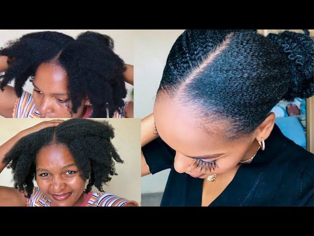 HOW TO | SLEEK LOW BUN on 4C Natural hair |  Thick hair | | No heat, No excessive Gel | SA YouTube