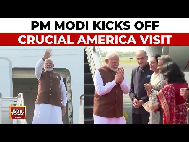 PM Modi US Visit: PM Modi Lands In Philadelphia For 3-Day US Visit, To Meet Joe Biden Later Tonight