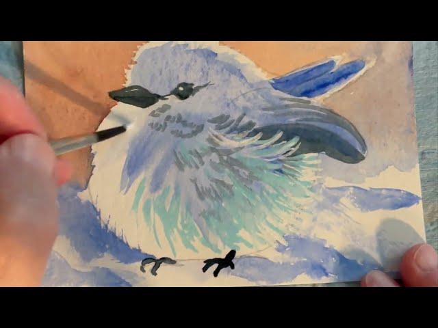 Hahnemühle Days 24- Creating a Mountain bluebird  on Hahnemühle Agave paper by artist @1molossus