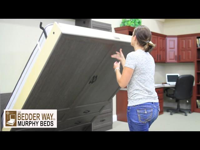 Opening a Vertical Melamine Murphy Bed from the Bedder Way Company