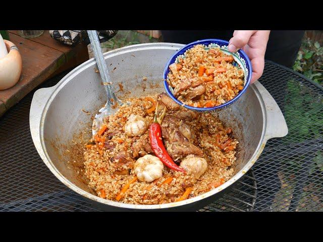 How to cook PILAF in a cauldron on the fire. Without many words. The easiest way. ENG SUB.