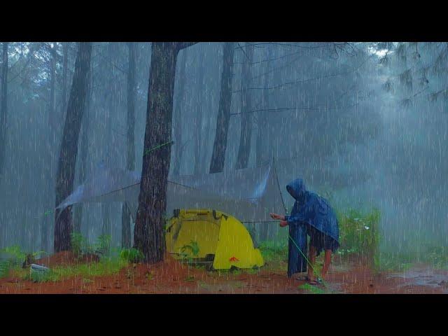 AMAZINGHEAVY RAINSTORM AND THUNDER SOLO CAMPING ️ RELAXING SOLO CAMPING IN HEAVY RAIN