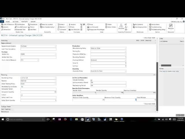 Item Card Setup | Planning & Replenishment Parameters | Dynamics NAV | Western Computer
