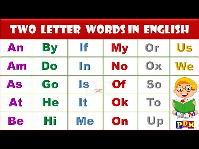 Two Letter Words in English | 25 Two Letter Words for Kids / junior kg / kindergarten