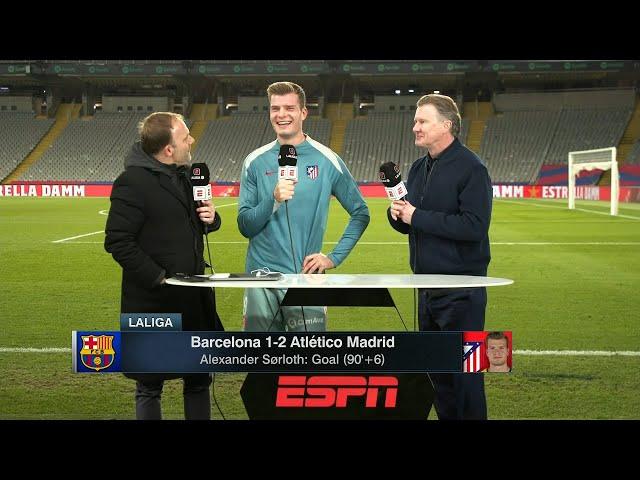 Alexander Sorloth reacts to his game-winning goal vs. Barcelona | ESPN FC