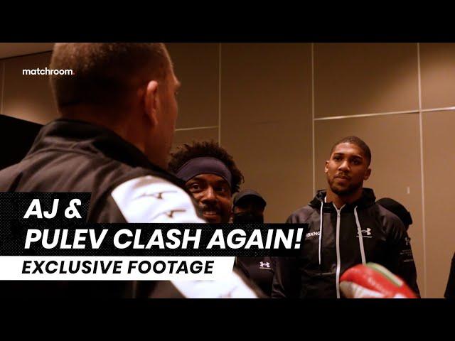 UNSEEN CLIP | Anthony Joshua & Kubrat Pulev continue war of words at rules meeting after weigh-in