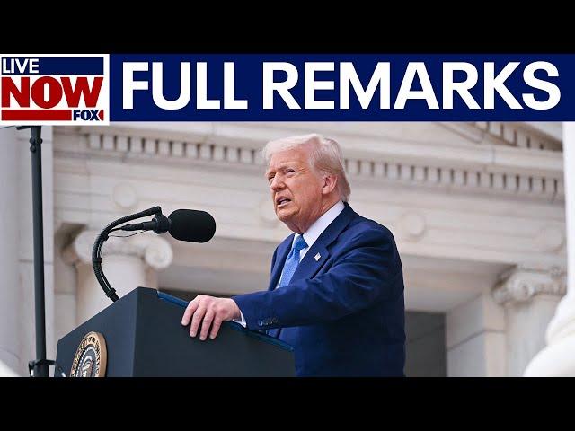 President Donald Trump delivers remarks at Arlington National Cemetery
