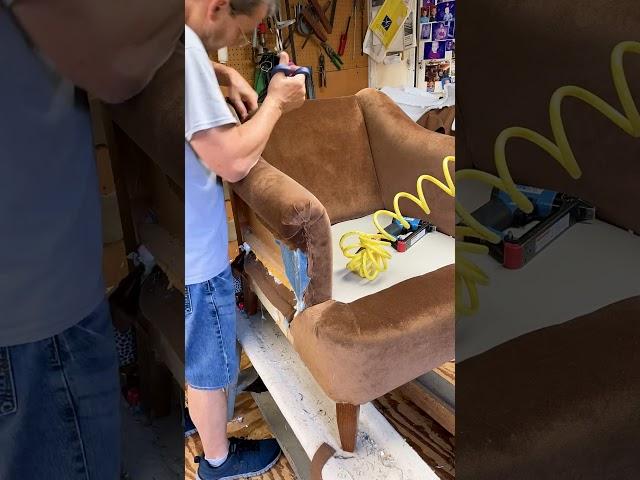 Recovering a Chair Arm #ASMR #Satisfying #Upholstery #upholsterer #upholsterersoftiktok