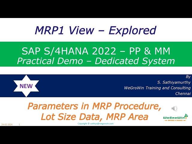 03-16 MRP1 View in Material Master – SAP S/4HANA PP MM Course with Demo