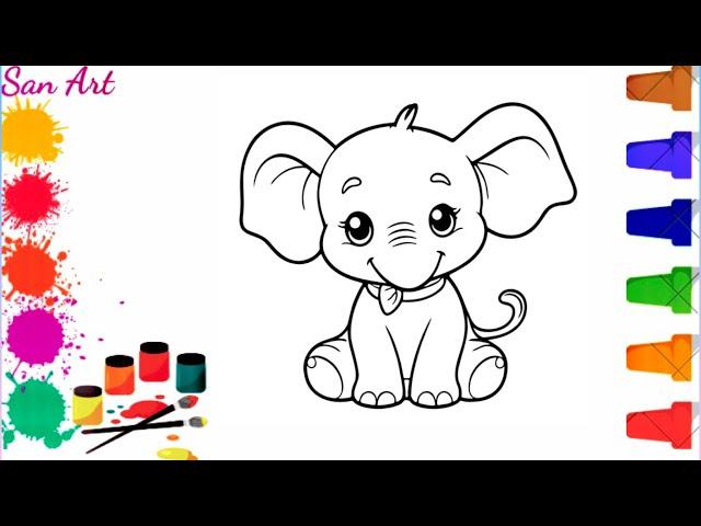 How to Draw a Cute Elephant | Easy Step by Step Tutorial