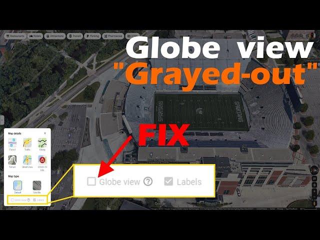 Globe View - Google Maps - Can't Click 3D View