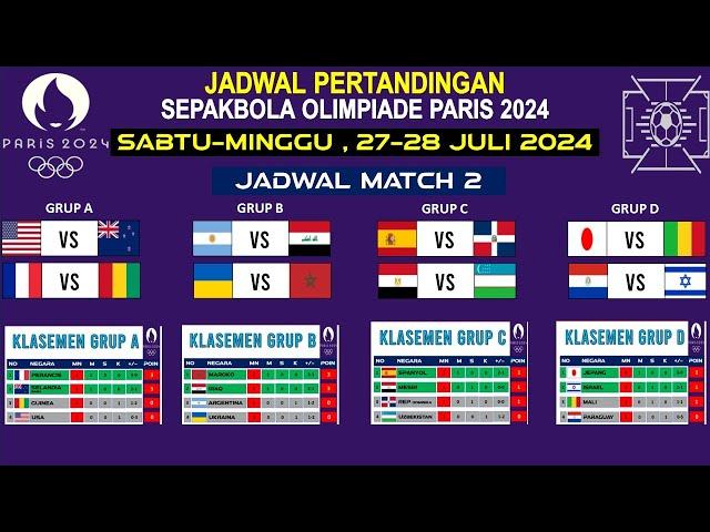 Jadwal SEPAKBOLA Olimpiade Paris 2024 Match 2 - Jepang vs Mali , Irak vs Argentina  - Olympics