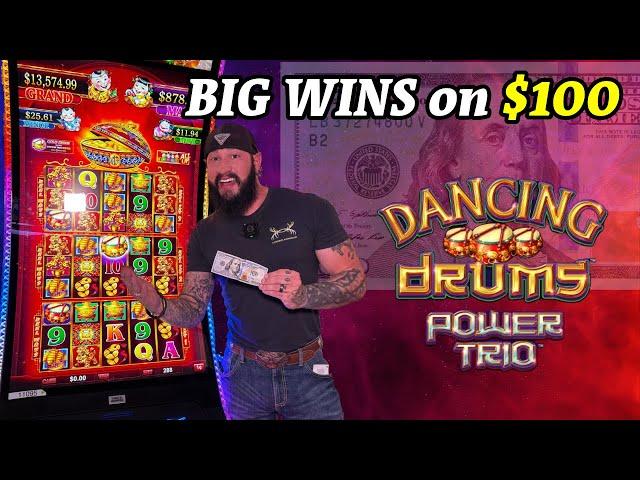 $100 Slot Budget PAID BIG  on new Dancing Drums Power Trio! 