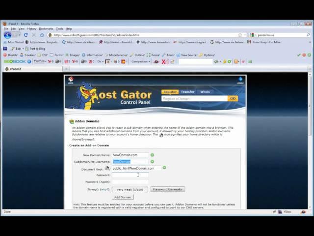 How to setup an addon domain on a Hostgator hosting plan