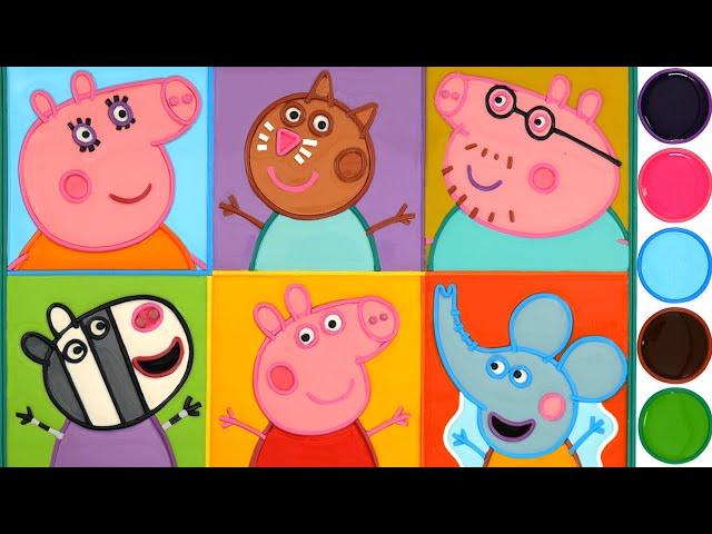 Peppa Pig Family, Friend face Jelly Coloring & Painting | Belajar Menggambar Mewarnai untuk keluarga