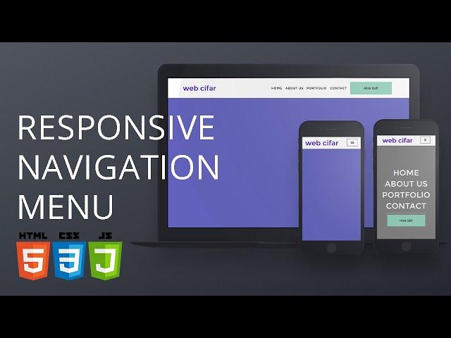 Responsive Navigation Menu With Animated Hamburger | HTML, CSS and JS Tutorial