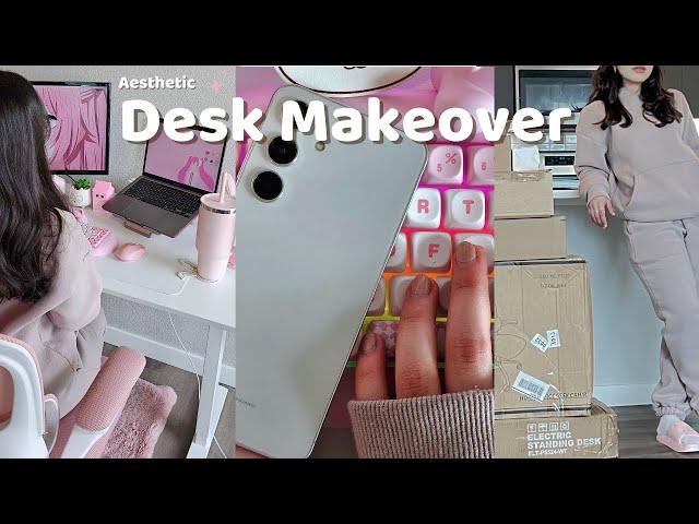 Aesthetic ️Desk️ Makeover | ASMR Unboxing 🩷⌨️