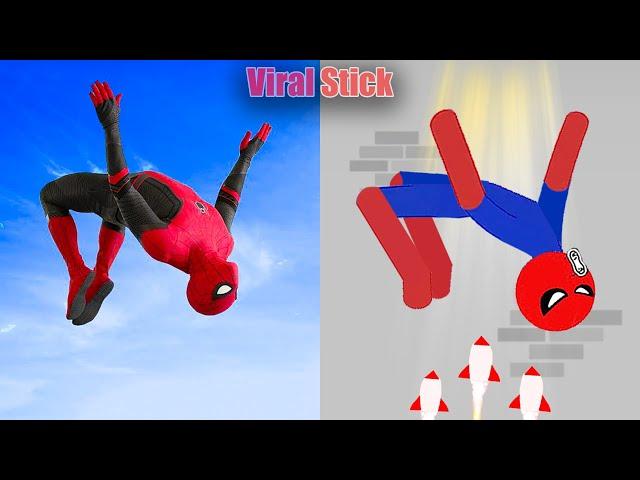 Spiderman vs Stickman | Stickman Dismounting Highlight and Funny Moments #206