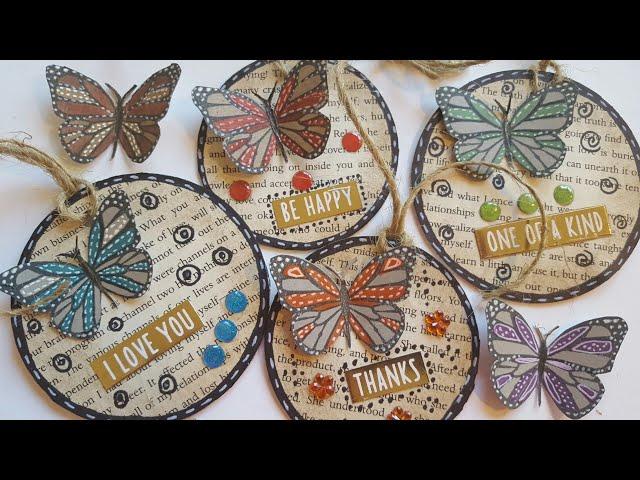 ROUND BUTTERFLY GIFT TAGS USING BOOK PAGES | UPCYCLE CRAFTS